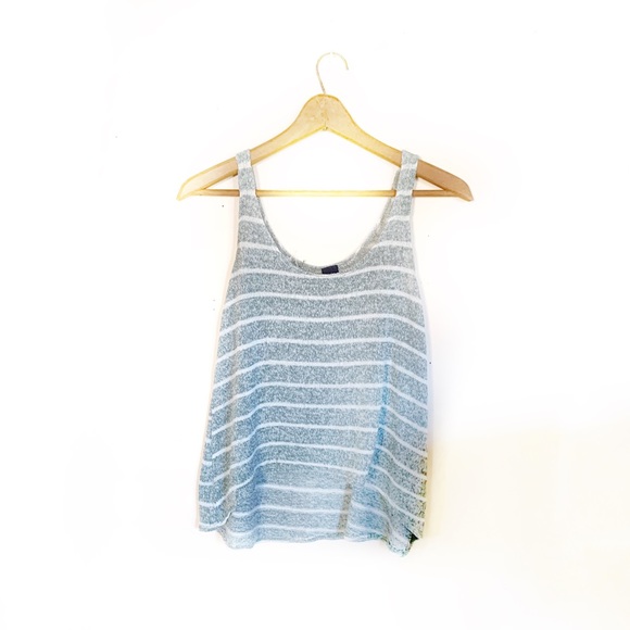Pacsun Nollie Green Ivory Knit Striped Swing Tank - Picture 1 of 5